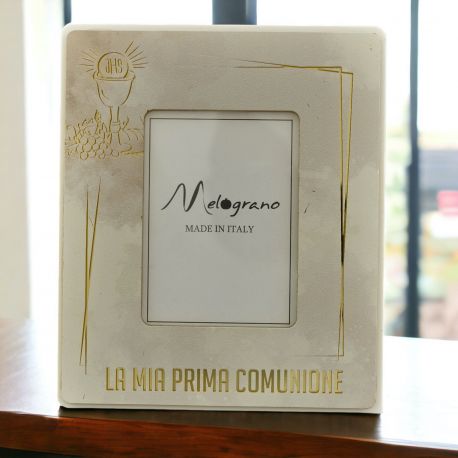 PORTAFOTO CALICE E OSTIA E FRASE "LA MIA PRIMA COMUNIONE"