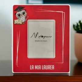CORNICE PORTAFOTO LAUREA ORIGINALE CON GUFO CON TOCCO E SCRITTA