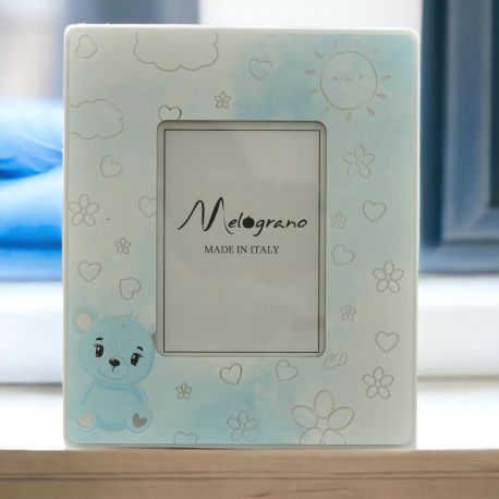 PORTAFOTO ORSETTO CELESTE BATTESIMO1°COMPLEANNO