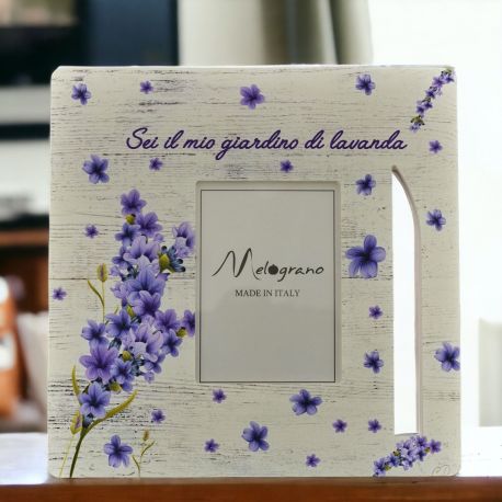 CORNICE PORTAFOTO CON FIORELLINI DI LAVANDA E FRASE "SEI IL MIO CAMPO DI LAVANDA"