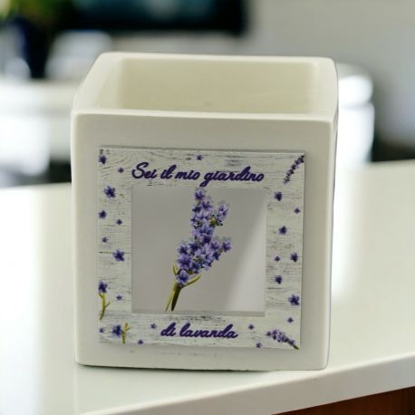 VASO PORTAPIANTE CON RAMOSCELLO DI LAVANDA PER MATRIMONIO ED ANNIVERSARIO