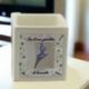 CANDELA E PORTACANDELA CON FIORELLINI DI LAVANDA E FRASE "SEI IL MIO GIARDINO DI LAVANDA"