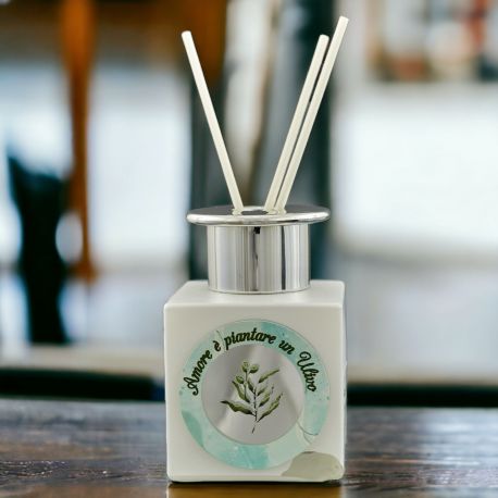 PROFUMATORE RAMOSCELLO ULIVO CON FRASE "AMORE E' PIANTARE UN ULIVO"
