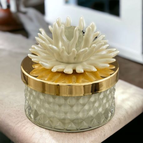 PORTACANDELA ORO E CORALLO SABBIA BOMBONIERE UTILI EVENTO