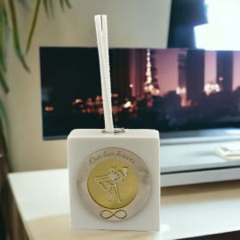 PROFUMATORE AMBIENTE SPOSI CON SCRITTA "OUR LOVE FOREVER" PER MATRIMONIO