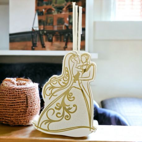 BOMBONIERA DIFFUSORE STILIZZATI SPOSI ELEGANTI 50 ANNI ECONOMICA