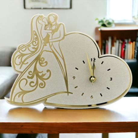 BOMBONIERA ELEGANTE CON OROLOGIO E SAGOMA SPOSI: COMPLETA E ORIGINALE