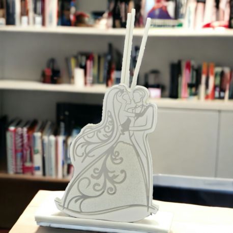 DIFFUSORE ESSENZA SAGOMA SPOSI PER NOZZE D'ARGENTO 25° ANNI DI MATRIMONIO