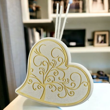 PROFUMATORE CUORE CON ALBERO DELLA VITA ORO: ELEGANTE E COMPLETA PER MATRIMONIO/NOZZE ORO