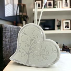 PROFUMATORE AMBIENTE A FORMA DI CUORE CON ALBERO DELLA VITA color ARGENTO