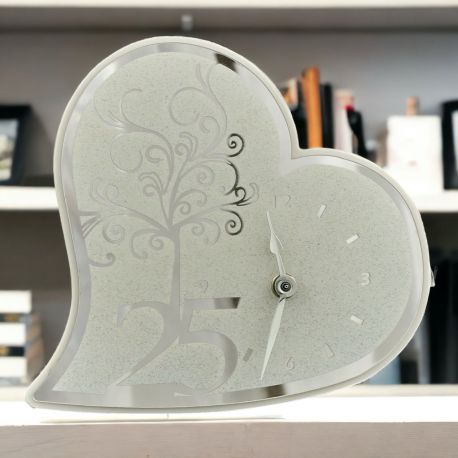 BOMBONIERA OROLOGIO CUORE ARGENTO 25 ANNI ECONOMICA