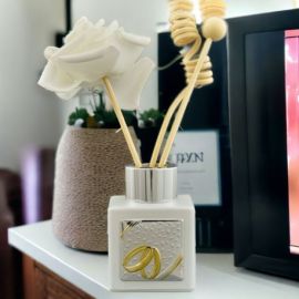 DIFFUSORE ESSENZA MATRIMONIO CON FEDI INTRECCIATE COLOR ORO