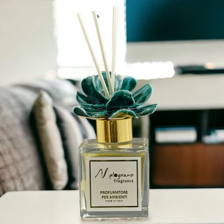 PROFUMATORE AMBIENTE CON ROSA IN CAPODIMONTE VERDE