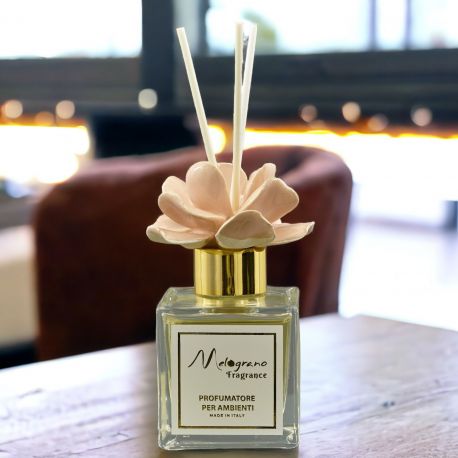 DIFFUSORE ESSENZA CON ROSA CAPODIMONTE CIPRIA BOMBONIERA RAFFINATA