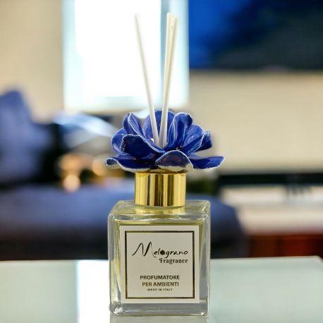 PROFUMATORE CON ROSA IN CAPODIMONTE BLU - IDEALE PER COMPLEANNI, MATRIMONI E ANNI VERSARI