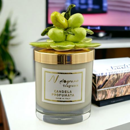 PORTACANDELA VETRO CANDELA PROFUMATO CON DECORAZIONI