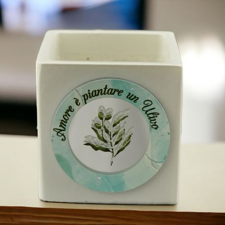 BOMBONIERA CANDELA E RAMOSCELLO ULIVO PER MATRIMONIO