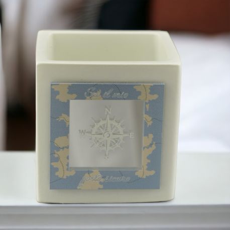 PORTACANDELA TEMA MARE CON ROSA DEI VENTI