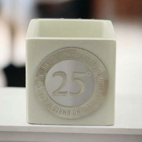 PORTACANDELA ELEGANTE 25° ANNIVERSARIO CON FRASE ORIGINALE