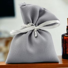 SACCHETTO PORTA CONFETTI IN COTONE GRIGIO PER CONFEZIONAMENTO BOMBONIERE