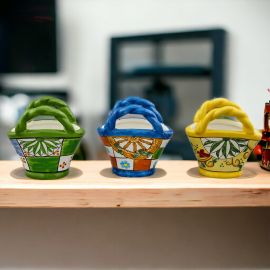 VASO PORTA PIANTE A FORMA DI COFFA CON DECORAZIONI STILE SICILIA