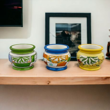 VASO PORTA PIANTE DECORATO CON MAIOLICA: TEMA SICILIA