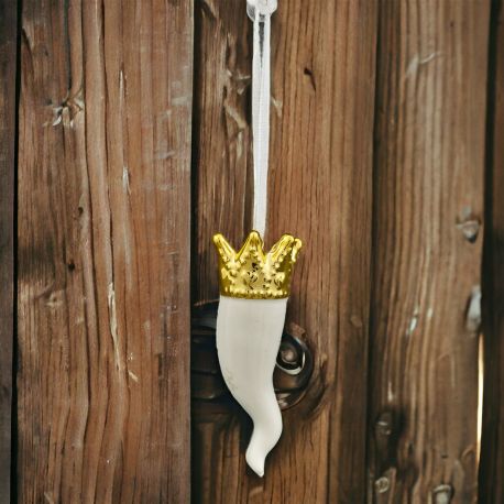 APPENDINO CORNETTO BIANCO CON CORONA ORO - IDEALE PER EVENTI
