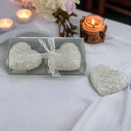 SET 2 CANDELE CUORE CON SCATOLA PVC E ELEGANTE NASTRINO