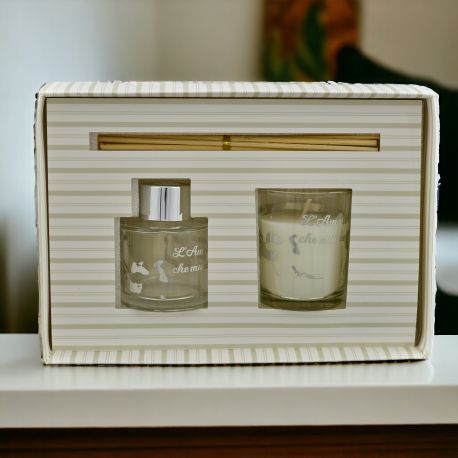 SET PROFUMATORE+CANDELA CON GLOBO E FRASE ROMANTICA