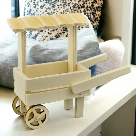 CARRETTINO ESPOSITORE IN LEGNO: DUE MISURE E 2 COLORI