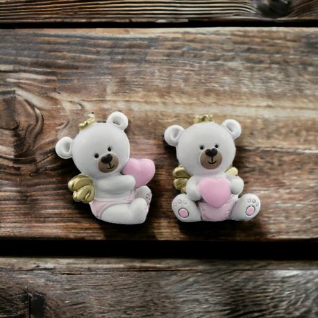 ORSETTO ANGELO CON CORONCINA E ALI D'ORO, CONFETTATA NASCITA BIMBA