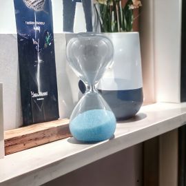 BOMBONIERA CLESSIDRA IN VETRO SABBIA CELESTE