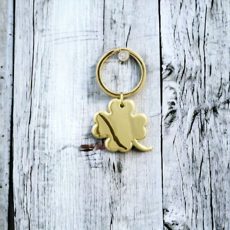 PORTACHIAVI GOLD CON CIONDOLO QUADRIFOGLIO PORTAFORTUNA
