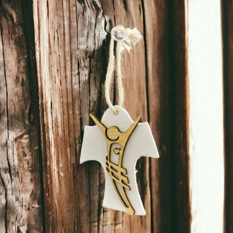 APPENDINO IN LEGNO STILIZZATO A FORMA DI TAO PER BATTESIMO, COMUNIONE E CRESIMA