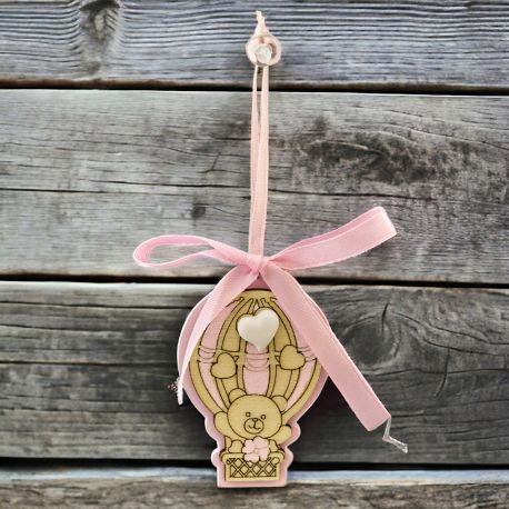 APPENDINO ROSA MONGOLFIERA CON ORSETTO E CUORICINO