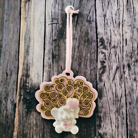 APPENDINO ALBERO DELLA VITA ROSA IN LEGNO E GESSO ELEFANTINO