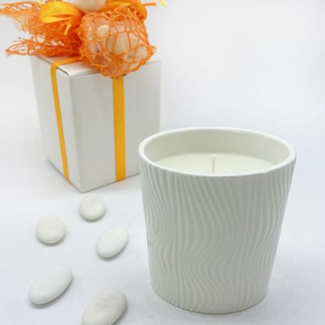 ELEGANTE PORTACANDELA BIANCO IN CERAMICA