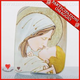 ICONE SACRE SOLIDALI BATTESIMO MATERNITA' MADONNA CON BAMBINO BOMBONIERE QUADRI DA TAVOLO