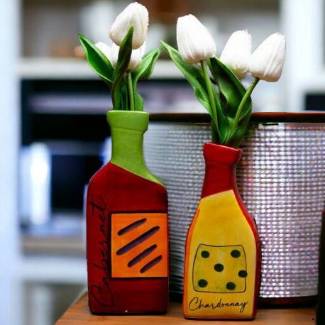 ORIGINALI VASI A FORMA DI BOTTIGLIA VINO ROSSO/BIANCO