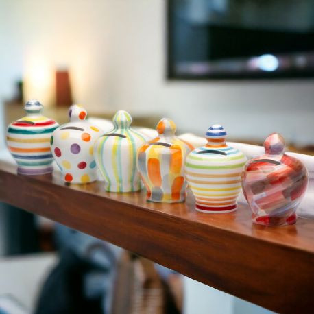 SALVADANAIO "SERAFINO" IN CERAMICA DECORATI A MANO IDEE BOMBONIERE ORIGINALI