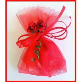 CONFETTATA "VERDE": FIORELLINI IN TESSUTO ORGANZA, TULLE, CONFETTI E FIOCCHETTO CONFEZIONE