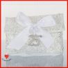 PORTACONFETTI 25 ANNI DI MATRIMONIO RICAMO ARGENTO CUOREMATTO IDEA ORIGINALE NUOVA COLLEZIONE