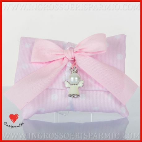 SACCHETTI PER BOMBONIERA SOLIDALE NASCITA BAMBINA CON CIONDOLO