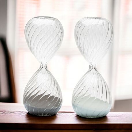 BOMBONIERA CLESSIDRA VETRO SOLIDALE PER MATRIMONIO ED ANNIVERSARIO