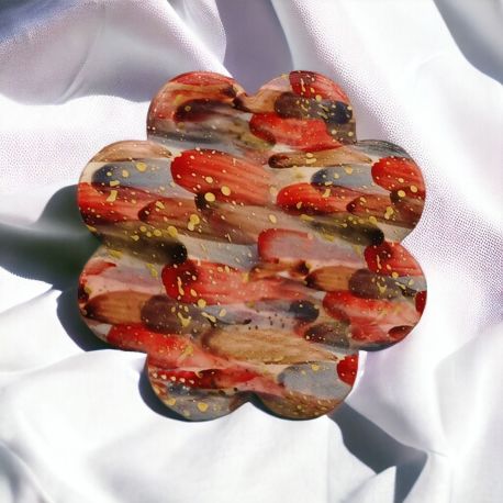 SOTTOPENTOLA O SOTTOMOKA A FORMA DI FIORE DIPINTO A MANO BOMBONIERE SOLIDALI CUOREMATTO