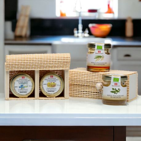 BOX DEGUSTAZIONE CON 2 BARATTOLI MIELE ASSORTITO: BOMBONIERE IDEALE PER MATRIMONI