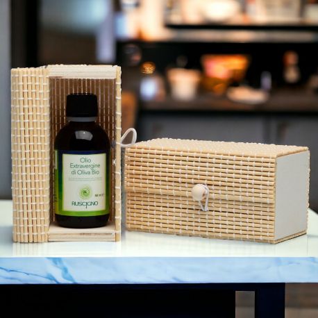 BOX DEGUSTAZIONE OLIO EXTRAVERGINE DI OLIVA BIO CON SCATOLA BAMBU BOMBONIERE ORIGINALI