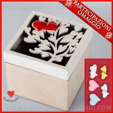 SCATOLE LEGNO DECORATE CON POTPOURRI E MAGNETE CUORI ORIGINALI 2018 IDEE UTILI CASA E NON