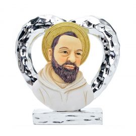 BOMBONIERE SAN PIO PADRE RELIGIOSO ICONA RESINA ARGENTATA RELIGIOSE RICORDINO SOUVENIR OFFERTA STOCK ONLINE