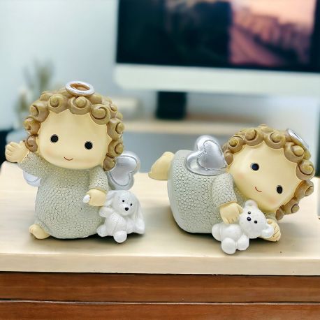 SALVADANIO TENERO ANGIOLETTO CON CAPPELLI RICCI E AUREOLA